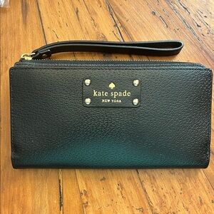 Kate Spade Black Leather Wristlet